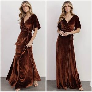 BALTIC BORN Elegant Feminine Versatile Meghan Velvet Wrap Maxi Dress Sz XL NWT